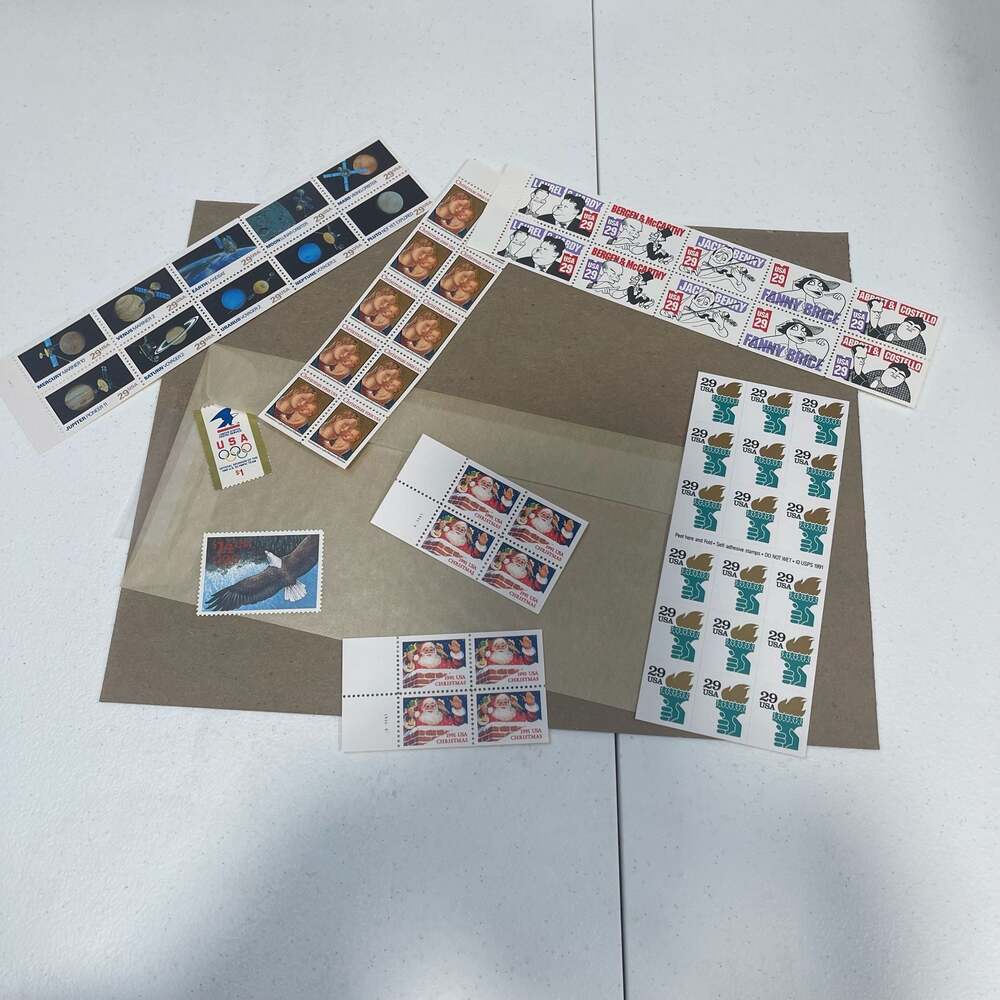Vintage 1991 USPS Stamp Lot - Space, Comedians, Christmas,‎ and Olympics